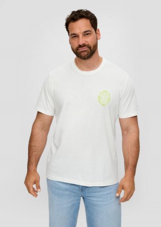 s.Oliver Baumwoll-T-Shirt mit Frontprint - weiß