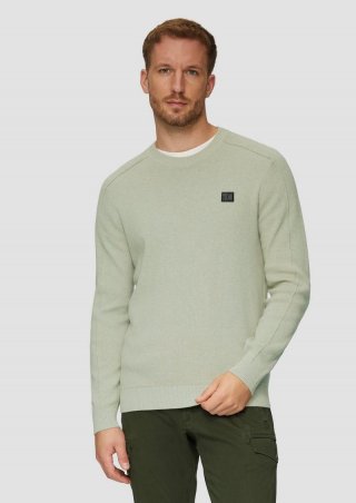 s.Oliver Strickpullover mit Nahtdetails und Logo - sandfarben