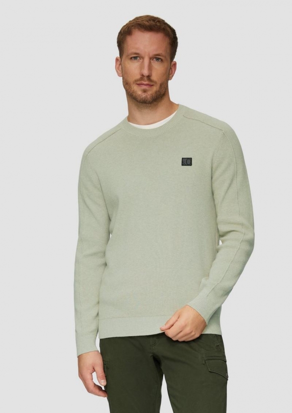 s.Oliver Strickpullover mit Nahtdetails und Logo - sandfarben
