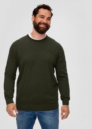 s.Oliver Strickpullover mit Logo-Stickerei - olivgrün