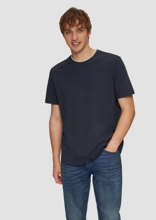 s.Oliver T-Shirt mit Stickerei - tiefblau