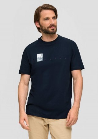 s.Oliver T-Shirt mit Frontprint - navy