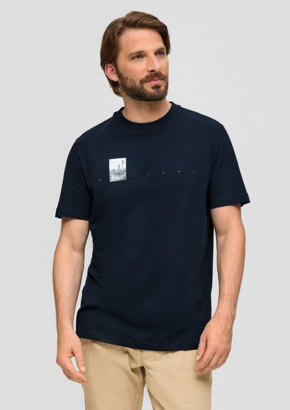 s.Oliver T-Shirt mit Frontprint - navy