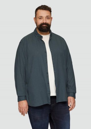 s.Oliver Regular Fit: Strukturiertes Baumwollhemd mit Button-Down-Kragen - schiefergrau