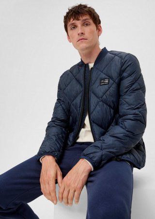s.Oliver Steppjacke mit Allover-Print - tiefblau