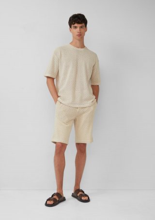 s.Oliver Häkel-Shorts im Relaxed Fit aus Baumwolle - helles sand
