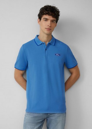 s.Oliver Poloshirt aus Piqué mit Stickerei und Ford®-Artwork - blau