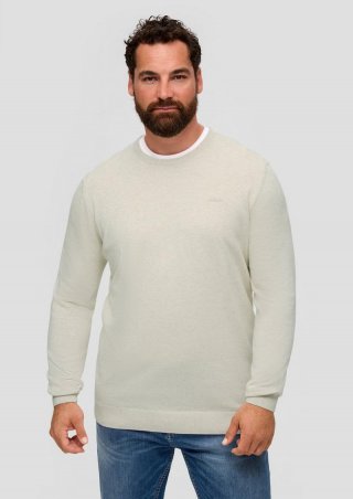 s.Oliver Strickpullover mit Logo-Stickerei - wollweiß