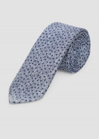 s.Oliver Elegante Business-Krawatte aus Seidenmix mit Jacquard-Muster - navy