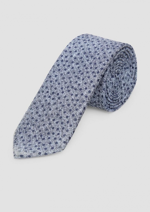 s.Oliver Elegante Business-Krawatte aus Seidenmix mit Jacquard-Muster - navy