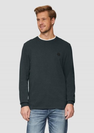 s.Oliver Strukturiertes Longsleeve mit Logo-Detail - schiefergrau