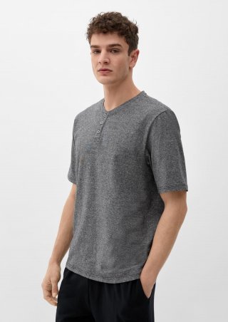 s.Oliver T-Shirt mit kurzer Knopfleiste - schiefergrau
