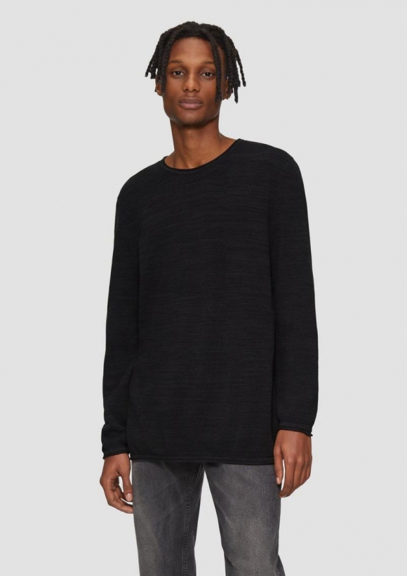 s.Oliver Strickpullover in Melange-Optik - navy