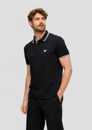 s.Oliver Poloshirt mit Kontrast-Details - schwarz