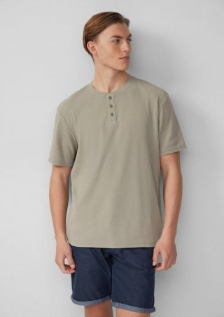 s.Oliver Henley Shirt mit Rippstruktur - olivgrün