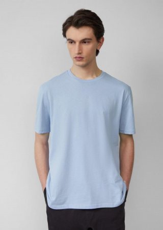 s.Oliver Basic Rundhals T-Shirt mit Logo-Druck - himmelblau