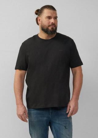 s.Oliver Baumwoll-Shirt mit Crew Neck - schwarz