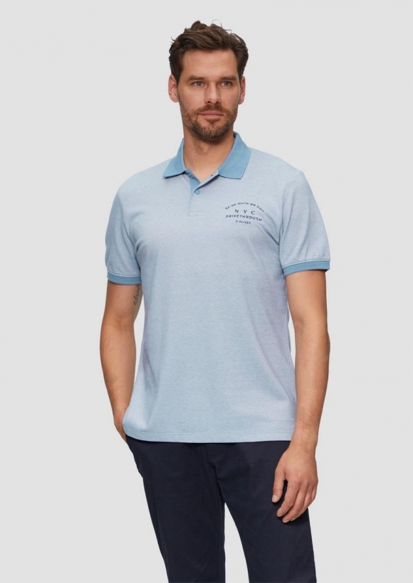 s.Oliver Poloshirt aus Baumwollpiqué mit Kontrast-Details - hellblau
