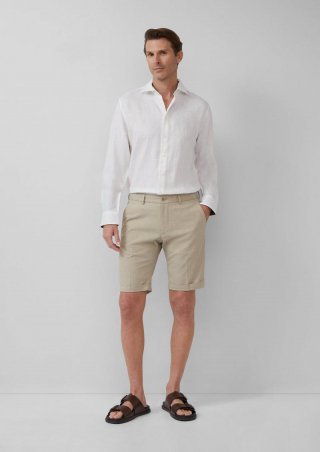 s.Oliver Fein gemusterte Bermuda im Regular Fit - beige