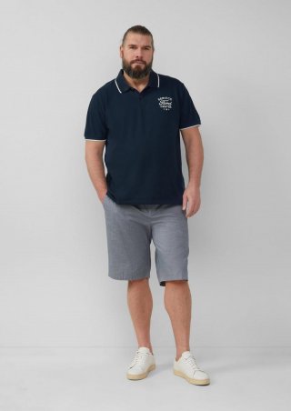s.Oliver Chino-Shorts aus Baumwollstretch in melierter Optik - tiefblau