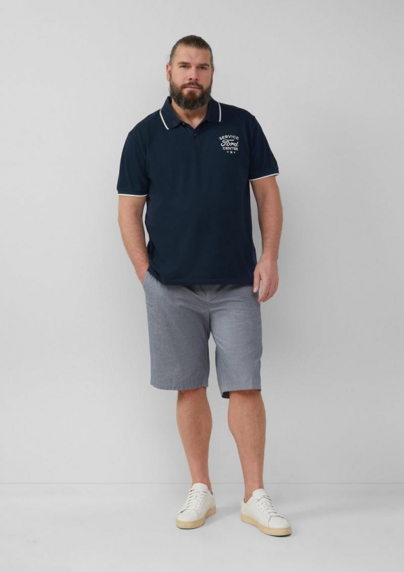 s.Oliver Chino-Shorts aus Baumwollstretch in melierter Optik - tiefblau