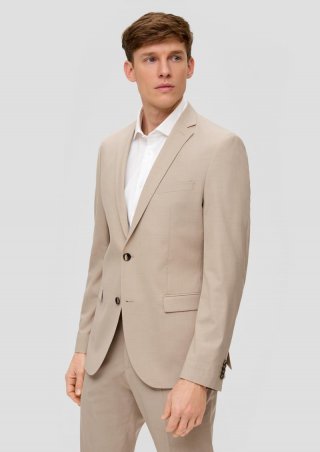s.Oliver s.O PURE: Anzugsakko mit feiner Webstruktur - helles beige