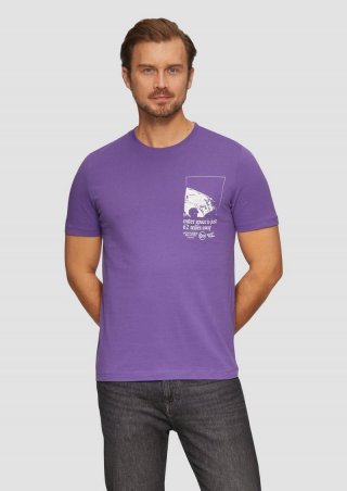 s.Oliver Baumwoll-T-Shirt mit Frontprint - lila