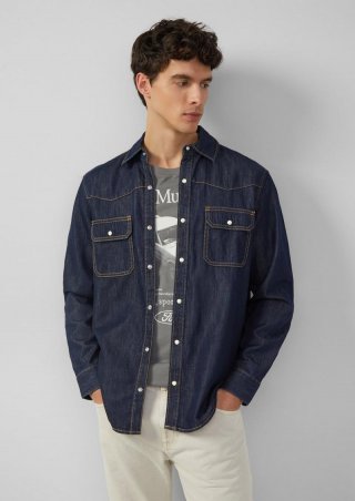s.Oliver Regular Fit: Denim-Hemd im Western-Stil - dunkelblau