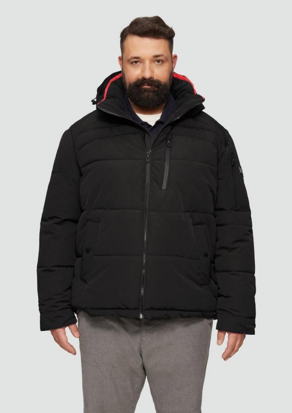s.Oliver Wasserabweisende Steppjacke mit abnehmbarer Kapuze - schwarz