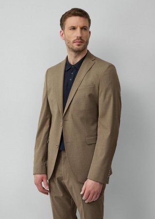 s.Oliver s.O PURE: Feine Anzug-Sakko aus Stretch-Gewebe - sandstein