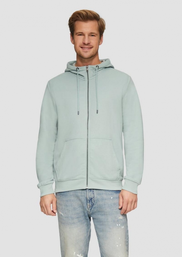 s.Oliver Hoodie mit Logo-Print - salbeigrün