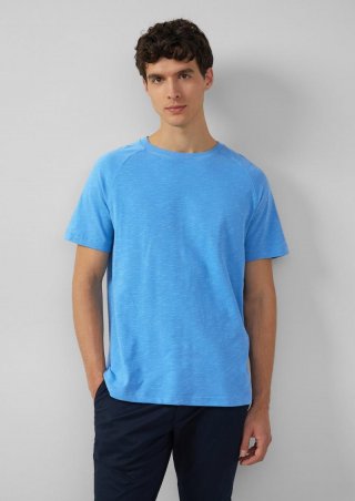 s.Oliver Raglan-Shirt mit Flammgarnstruktur - royalblau