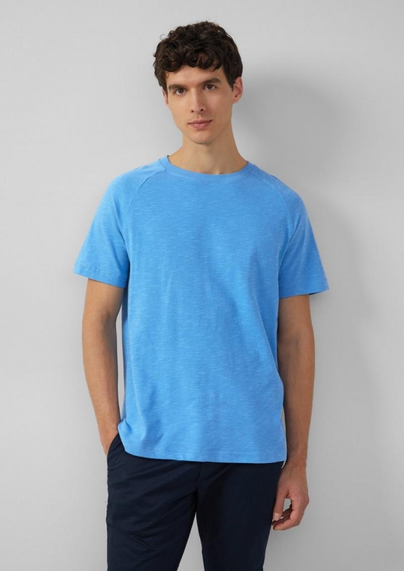 s.Oliver Raglan-Shirt mit Flammgarnstruktur - royalblau
