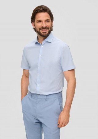 s.Oliver Kurzarmhemd aus Baumwollstretch - hellblau