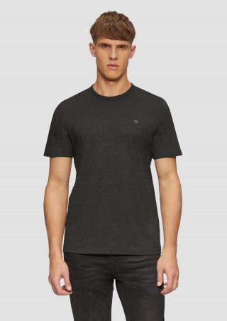 s.Oliver Kurzärmeliges Crew-Neck-Shirt mit Logo - dunkelgrau