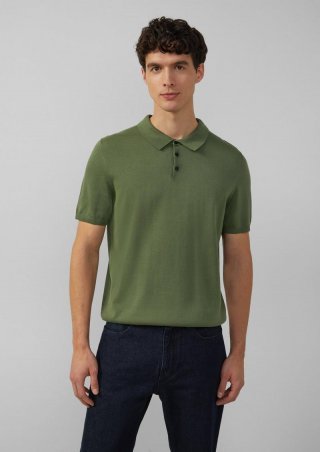 s.Oliver Feinstrick-Poloshirt aus Baumwoll-Modalmix - olivgrün