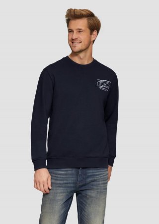 s.Oliver Sweatshirt mit Stickerei aus weichem Baumwollmix - navy