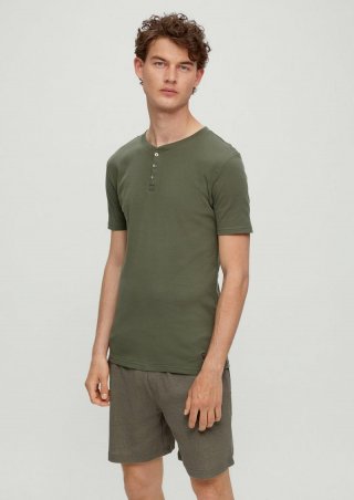 s.Oliver Pyjama-Shirt mit Knopfleiste - helles olivgrün