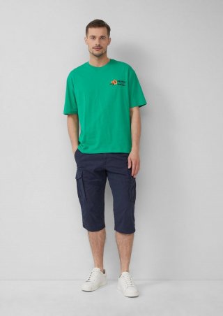 s.Oliver File: Gemusterte Cargo-Bermuda aus Baumwollmix im Relaxed Fit - tiefblau