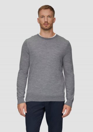 s.Oliver Feinstrickpullover aus reiner Merinowolle - schiefergrau