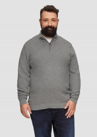 s.Oliver Strukturierter Pullover mit Half-Zip - graphit