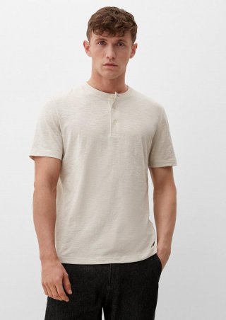 s.Oliver T-Shirt mit Henleyausschnitt - weiß