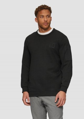 s.Oliver Relaxed-Fit-Sweatshirt mit Ärmeltasche - schwarz