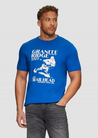 s.Oliver Crew-Neck-Shirt mit Frontprint - royalblau