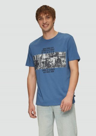 s.Oliver T-Shirt mit Frontprint - hellblau