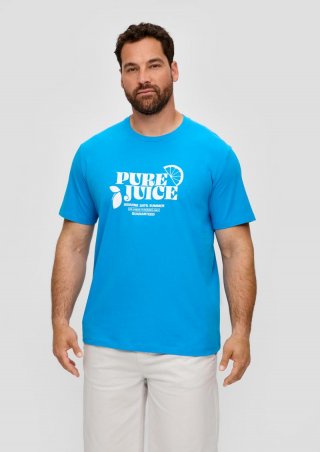 s.Oliver Baumwoll-T-Shirt mit Frontprint - azurblau