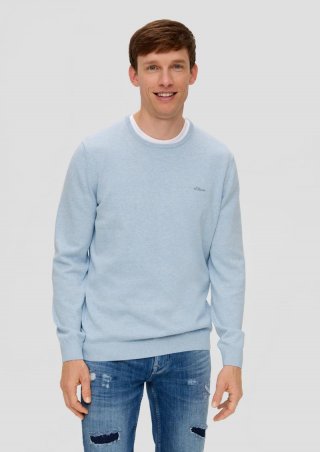 s.Oliver Strickpullover mit Logo - hellblau