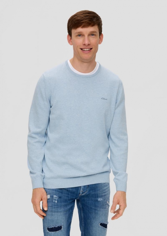 s.Oliver Strickpullover mit Logo - hellblau