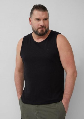 s.Oliver Tanktop mit Flammgarnstruktur und Logo - schwarz