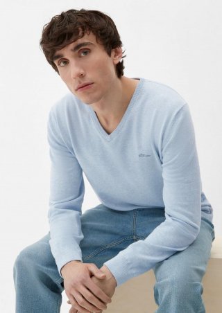 s.Oliver Strickpullover mit V-Ausschnitt - hellblau